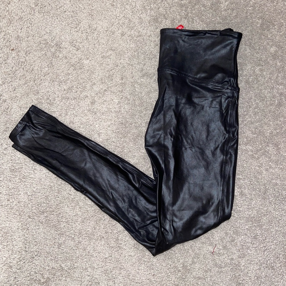 SPANX Glossy Charcoal Leggings